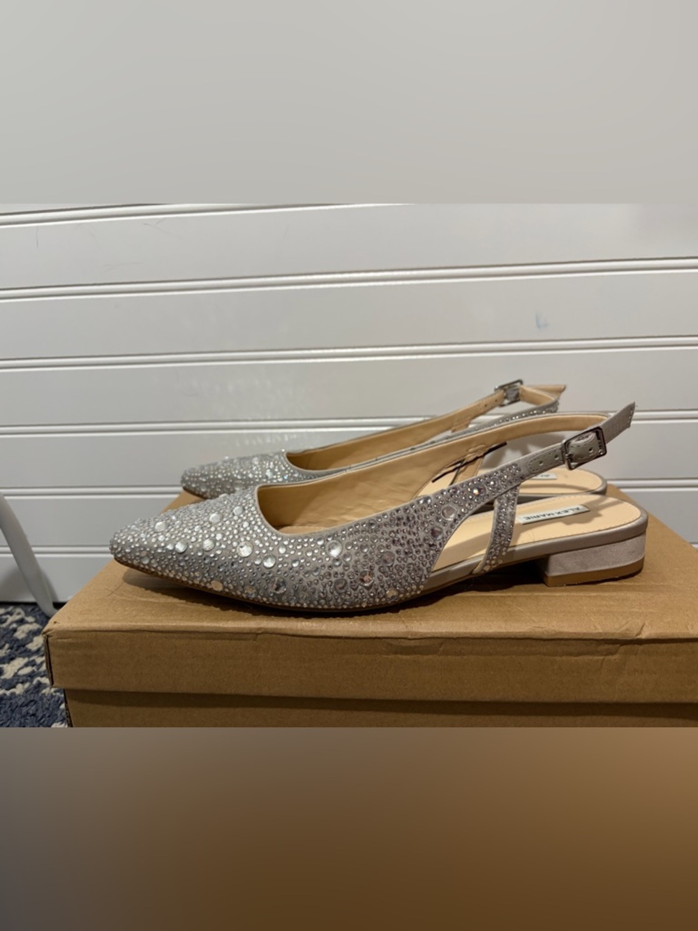 Alex Marie Silver Crystal-Embellished Pointed Slingback Flats - Picture 3 of 8